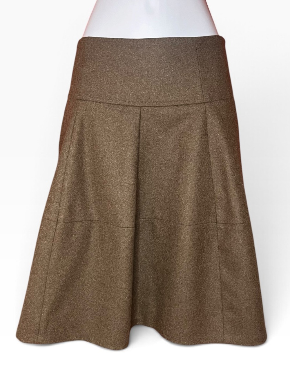 Brunello Cucinelli Brown A-Line Wool-Blend Skirt